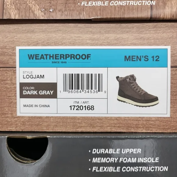 New Weatherproof Men's Log Jam Snow Boots Size 12