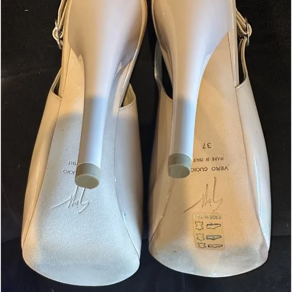 NIB Giuseppe Zanotti Nude patent peeptoe platform heels - Sz 7 or 37