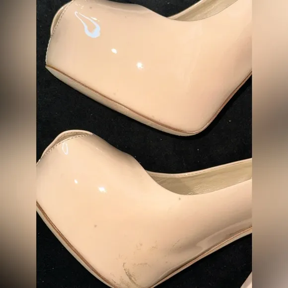 NIB Giuseppe Zanotti Nude patent peeptoe platform heels - Sz 7 or 37