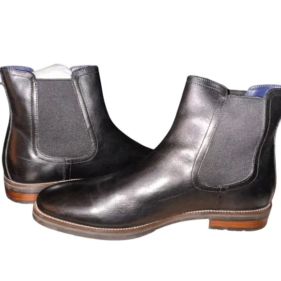 NIB Men’s Steve Madden Sverne Black Leather Chelsea Boots- US 12