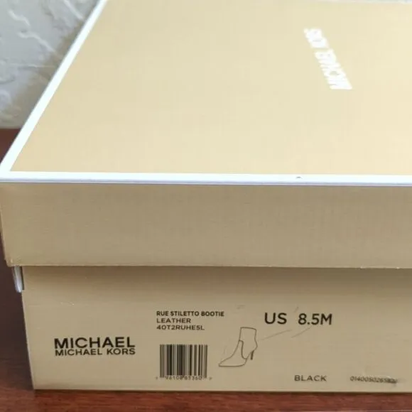 NIB Michael Kors Rue Stiletto Bootie - Black Leather