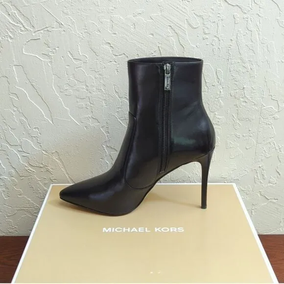 NIB Michael Kors Rue Stiletto Bootie - Black Leather
