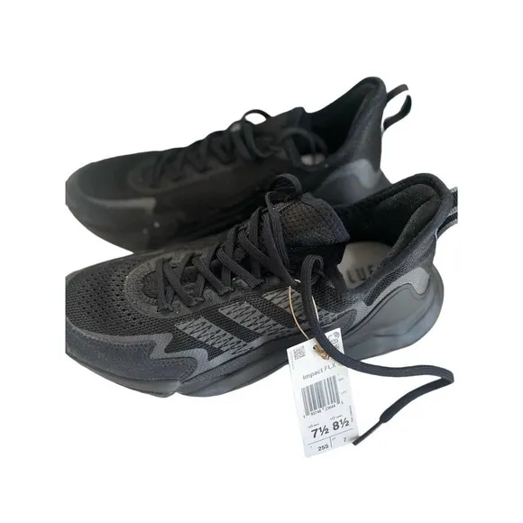 NIB NEW Adidas Impact FLX Mens 7.5 Triple Black football training shoes