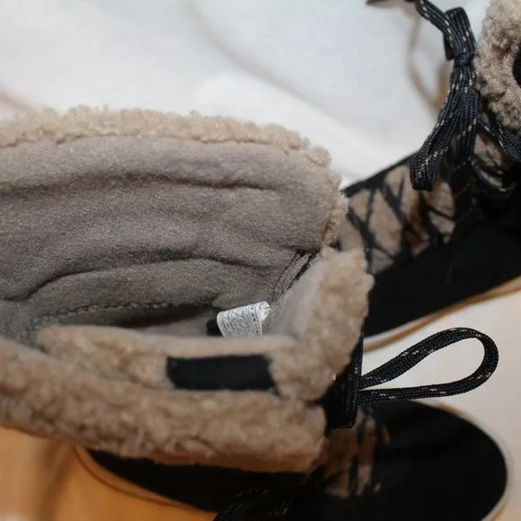 NIB UGG WOMEN'S TALL LAKESIDER‎ SUEDE SHEARLING SNOW WINTER BOOTS BLACK