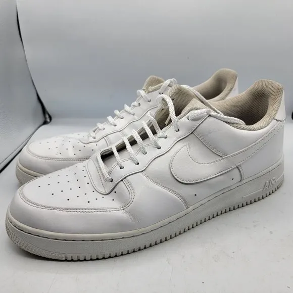 Nike Air Force 1 Mens Size 15 Triple White Low Top Casual Shoes 315122-111