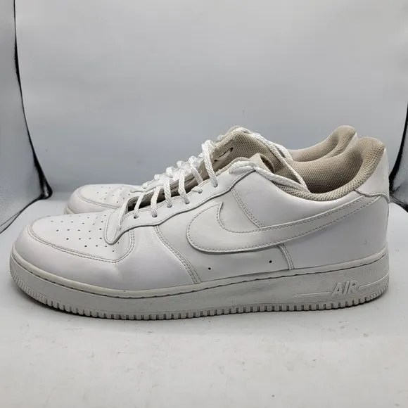 Nike Air Force 1 Mens Size 15 Triple White Low Top Casual Shoes 315122-111