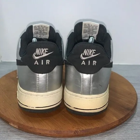 Nike Air Force 1 Men’s Size 11 Metallic Silver/Black/White Shoes 488298-054