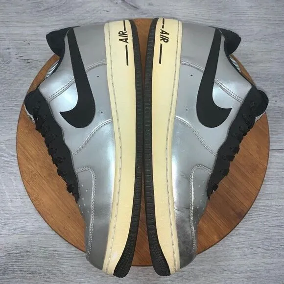 Nike Air Force 1 Men’s Size 11 Metallic Silver/Black/White Shoes 488298-054