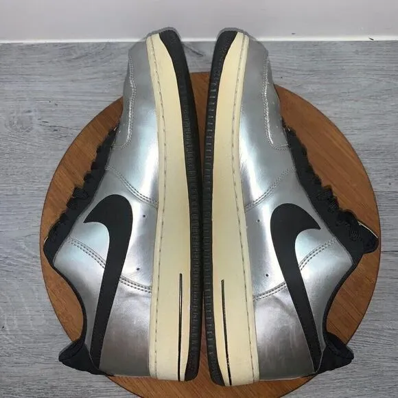 Nike Air Force 1 Men’s Size 11 Metallic Silver/Black/White Shoes 488298-054