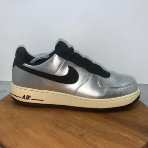 Nike Air Force 1 Men’s Size 11 Metallic Silver/Black/White Shoes 488298-054