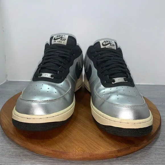 Nike Air Force 1 Men’s Size 11 Metallic Silver/Black/White Shoes 488298-054