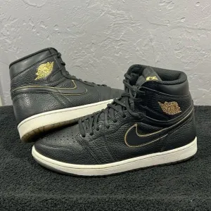 🔥🏀 NIKE AIR JORDAN 1 City Of Flight Sz 10.5  Black/Gold Basketball Shoes - EUC