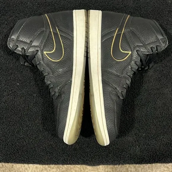 🔥🏀 NIKE AIR JORDAN 1 City Of Flight Sz 10.5  Black/Gold Basketball Shoes - EUC