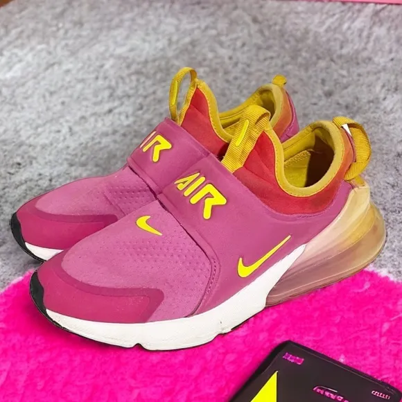 Nike Air Max 270 Youth 6.5 Extreme SE GS CN8280 600 Fuchsia Slip on Sneakers