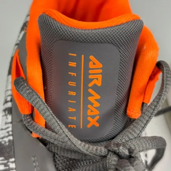 Nike Air Max Sneaker Shoes Infuriate II Boys Size 5 Youth Gray Orange Basketball