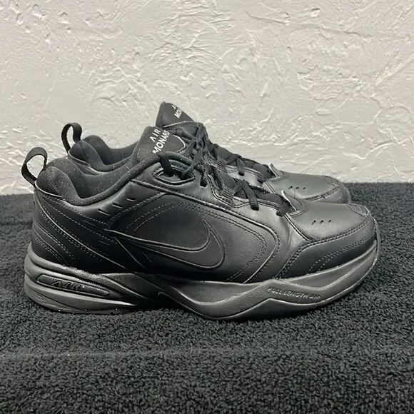 🔥NIKE Air Monarch IV 415445-001 Black Low Top Sneakers Men Sz 10.5 - EXCELLENT