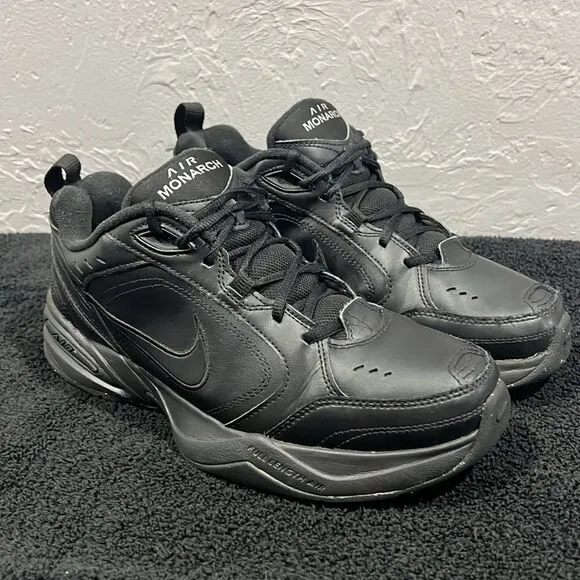 🔥NIKE Air Monarch IV 415445-001 Black Low Top Sneakers Men Sz 10.5 - EXCELLENT