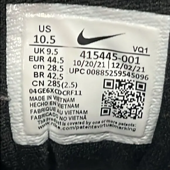 🔥NIKE Air Monarch IV 415445-001 Black Low Top Sneakers Men Sz 10.5 - EXCELLENT