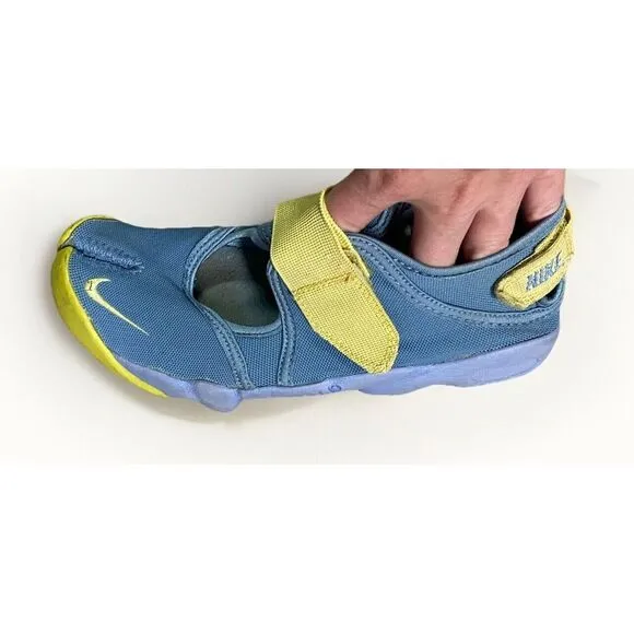 Nike Air Rift Trainers Split Toe Shoes W 6 Blue Yellow Y2K 2002 Sneakers Running