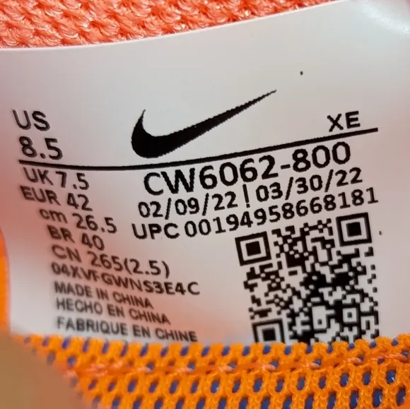 Nike Air Zoom Trail Terra Kiger 7 Total Orange Hiking Running Sneakers Men's 8.5