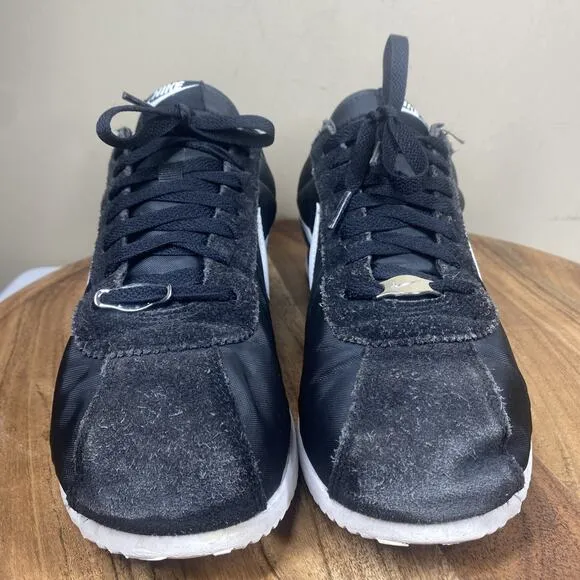 Nike Cortez Basic Nylon Obsidian Mens Black And White Size 11.5 Shoes Sneakers