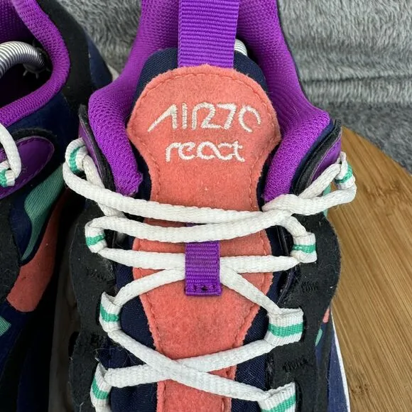 Nike Girls Air Max 270 React BQ0103-402 Blue Purple Training Shoes Size 6Y