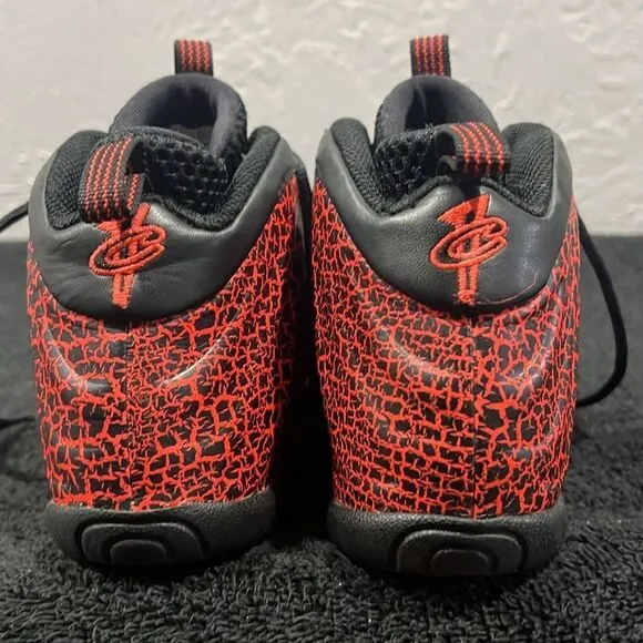 🏀 NIKE Little Posite One Lava Kid Sz 2Y Foamposite Sneakers Black/Red - PERFECT
