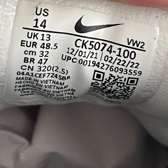 Nike Men's Renew Retaliation TR 2 Training Shoes White, CK5074-100, Size 14 NWOB
