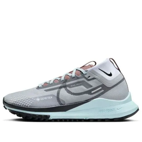 Nike React Pegasus Trail 4 Gore Tex Running Hiking Shoes Womens Size 9 Grey Blue