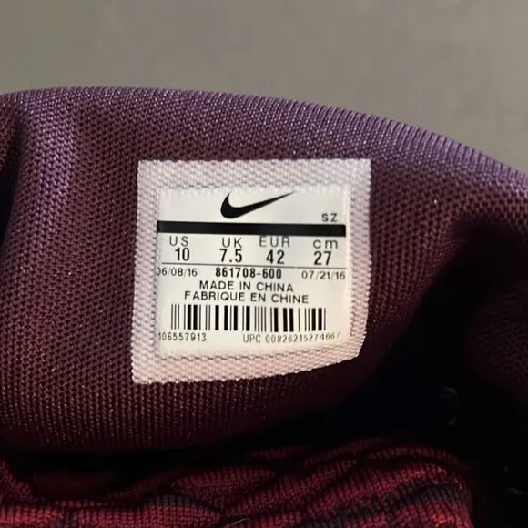 Nike Roshe Two Flyknit Hi 861708-600 Deep Burgundy-Red Women Size 10 Boots