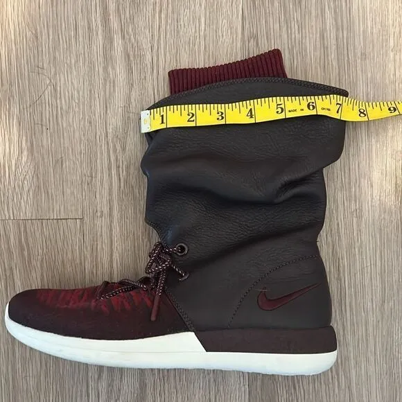 Nike Roshe Two Flyknit Hi 861708-600 Deep Burgundy-Red Women Size 10 Boots