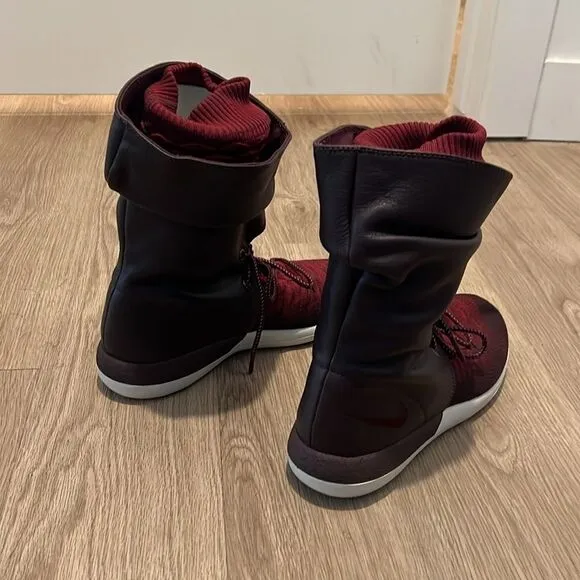 Nike Roshe Two Flyknit Hi 861708-600 Deep Burgundy-Red Women Size 10 Boots
