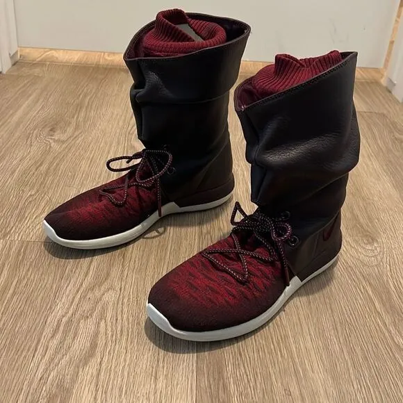 Nike Roshe Two Flyknit Hi 861708-600 Deep Burgundy-Red Women Size 10 Boots