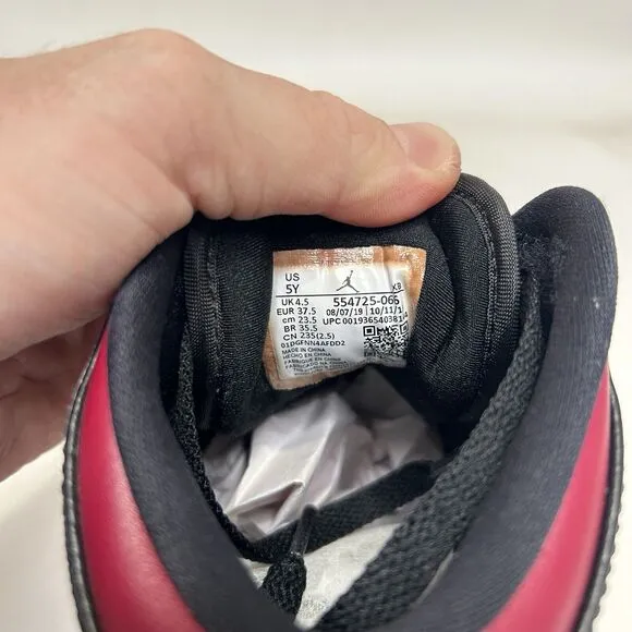 Nike Shoes Air Jordan 1 Mid GS “Bred Toe/Noble Red” 2024