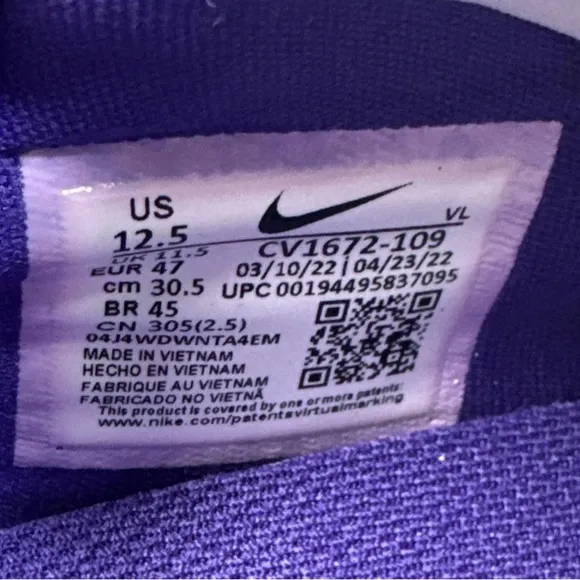 Nike Vapor Edge Turf LSU PE White Football Training Shoes Size 12.5 CV1672-109