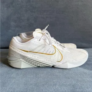 Nike Womens React Metcon Turbo White Gold Training Lace Up Athletic Shoes SZ9.5