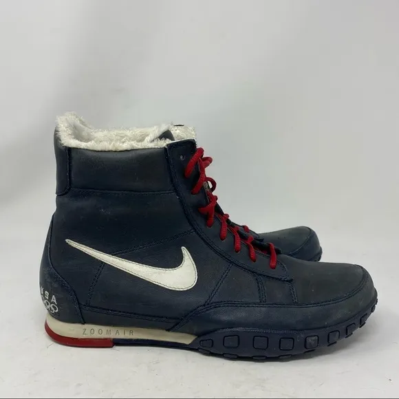 Nike Zoom Men’s 9 Air Navy Blue Leather USA Olympics Sneaker Boots