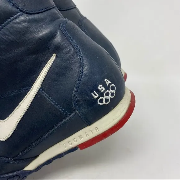 Nike Zoom Men’s 9 Air Navy Blue Leather USA Olympics Sneaker Boots
