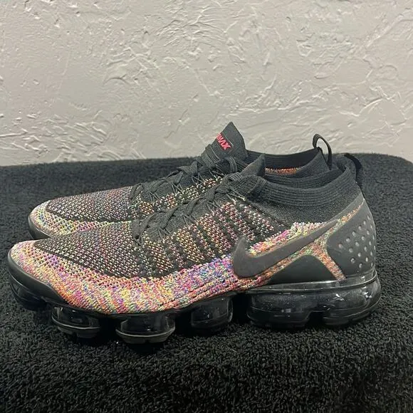 🔥NIKE Air VaporMax Flyknit 2 Black Multicolor with OG Box Men Sz 11.5 - PERFECT
