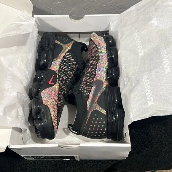 🔥NIKE Air VaporMax Flyknit 2 Black Multicolor with OG Box Men Sz 11.5 - PERFECT