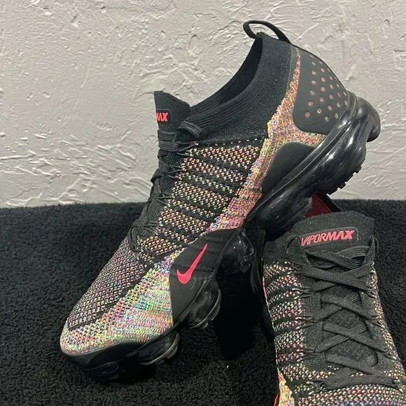 🔥NIKE Air VaporMax Flyknit 2 Black Multicolor with OG Box Men Sz 11.5 - PERFECT
