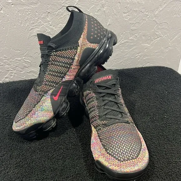 🔥NIKE Air VaporMax Flyknit 2 Black Multicolor with OG Box Men Sz 11.5 - PERFECT