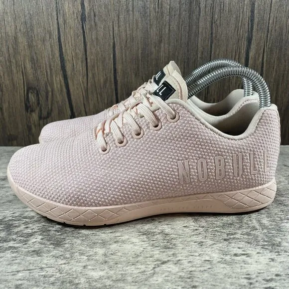 NOBULL Pink SuperFabric Size 7 Training Lifting CrossFit Shoes *NO INSOLES*