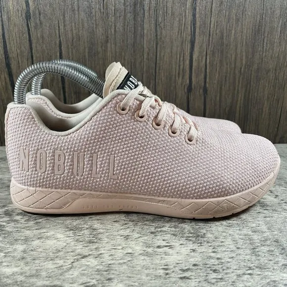 NOBULL Pink SuperFabric Size 7 Training Lifting CrossFit Shoes *NO INSOLES*
