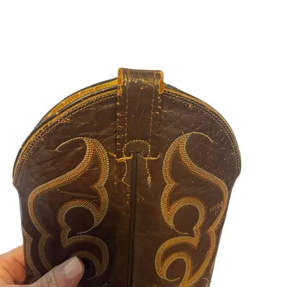 Nocona Men’s Brown Leather Cowboy Boots Size 7