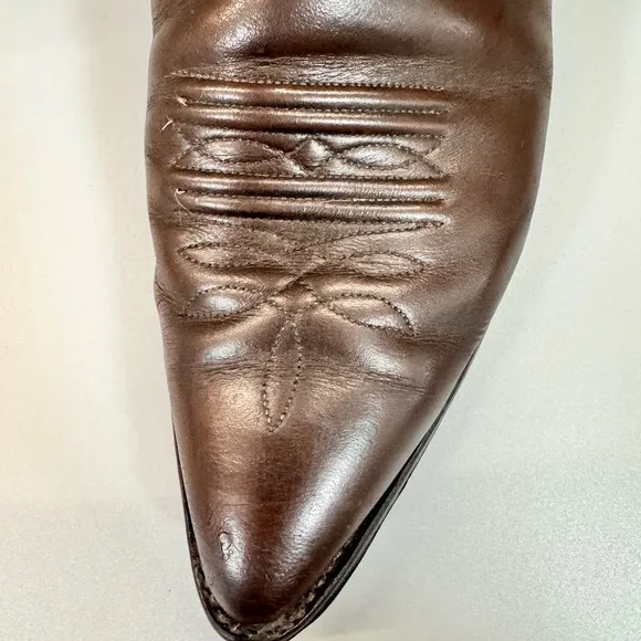 Nocona Men’s Brown Leather Cowboy Boots size 9 D Needle Toe Made in the USA