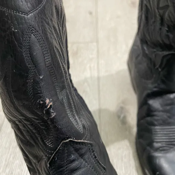 Nocona Men’s Leather Black Western Cowboy Boots Size 9 Made in USA Vintage