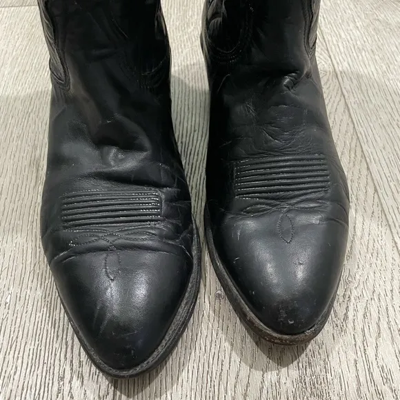 Nocona Men’s Leather Black Western Cowboy Boots Size 9 Made in USA Vintage