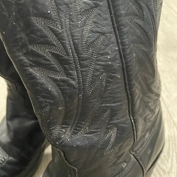 Nocona Men’s Leather Black Western Cowboy Boots Size 9 Made in USA Vintage
