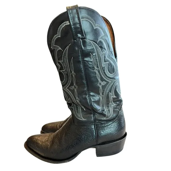 Nocona Vintage 1650135403 Black BullHide Cowboy Boots- Men’s Sz 10 B Made in USA
